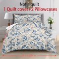 thumbnail image 5 of ZIATUBLES Twin Size 3-Piece Duvet Cover Set, Blue Leaf Berry Print Soft Breathable Polyester, Zipper Closure Easy-Care All-Season Bedding, Bedroom Decor, Duvet Insert Not Included, 5 of 8