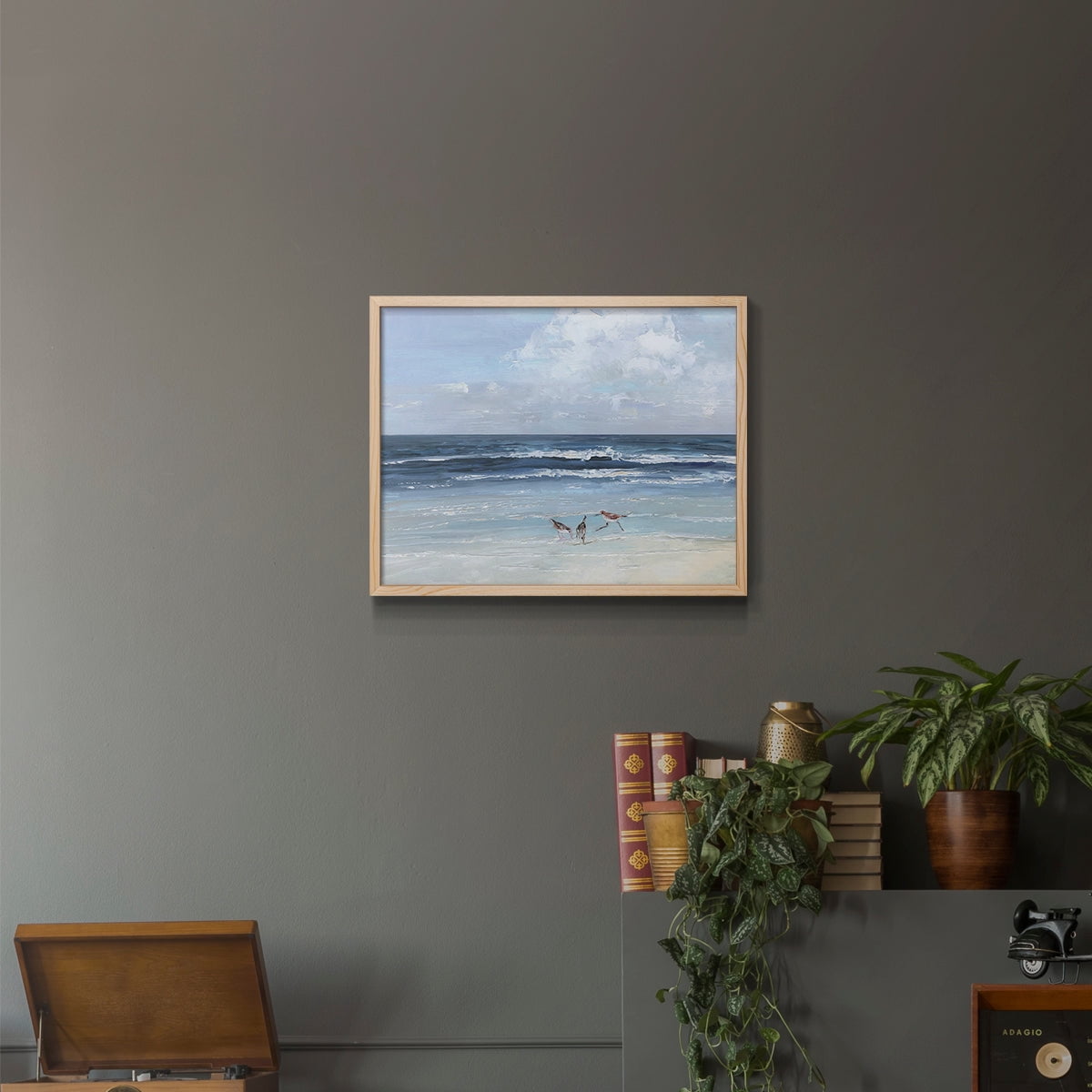 Beach Trio by Sally Swatland - Restickable Framed Giclée Print