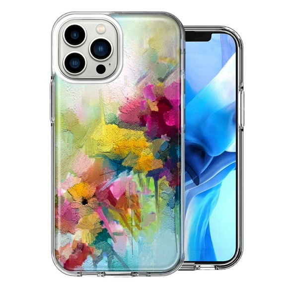 MUNDAZE Case For Apple iPhone 12 Pro Max Watercolor Flowers Abstract Spring Colorful Floral Painting Phone Cover