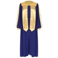 thumbnail image 3 of Sywiyi Robe Rétro Col en V Manches Longues à Blocs de Couleur Fermeture Éclair Cosplay Bleu TG, 3 of 7