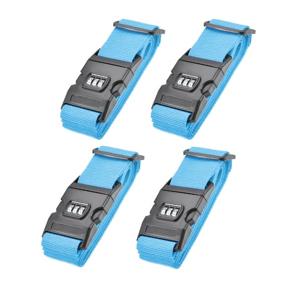 Unique Bargains Luggage Straps Suitcase Belts with Buckle Adjustable Packing Accessories Sky Blue