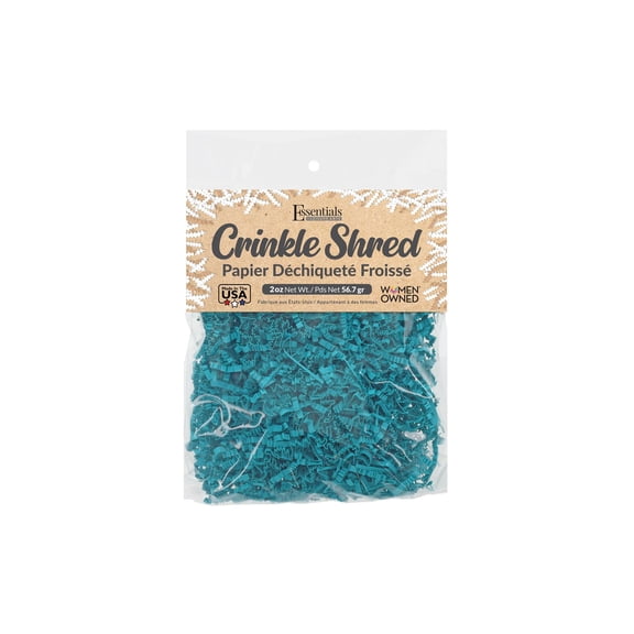 Essentials by Leisure Arts Crinkle Shred Sea Blue 2oz Bag, Interlocking Crinkle-Cut Paper Shred for Gift Baskets Gift Boxes and Craft Projects