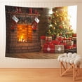thumbnail image 1 of Fondo de Navidad, tela decorativa, pared de chimenea de Navidad, tela para colgar, árbol de Navidad, diseño de celebración de vacaciones en casa, 1 of 6