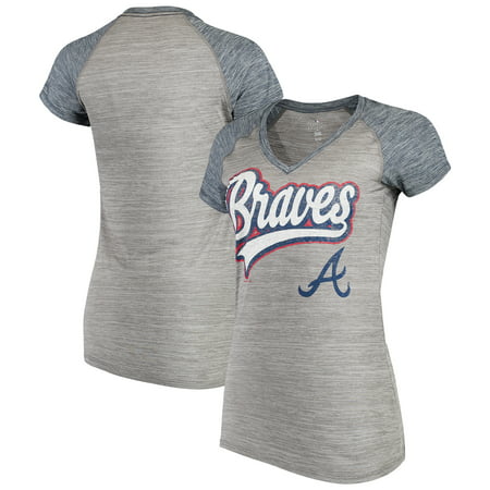 Women's New Era Gray Atlanta Braves Space Dye V-Neck T-Shirt