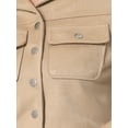 thumbnail image 5 of INSPIRE CHIC Women's Turn Down Collar Faux Suede Cropped Moto Jacket XS Khaki Beige, 5 of 6