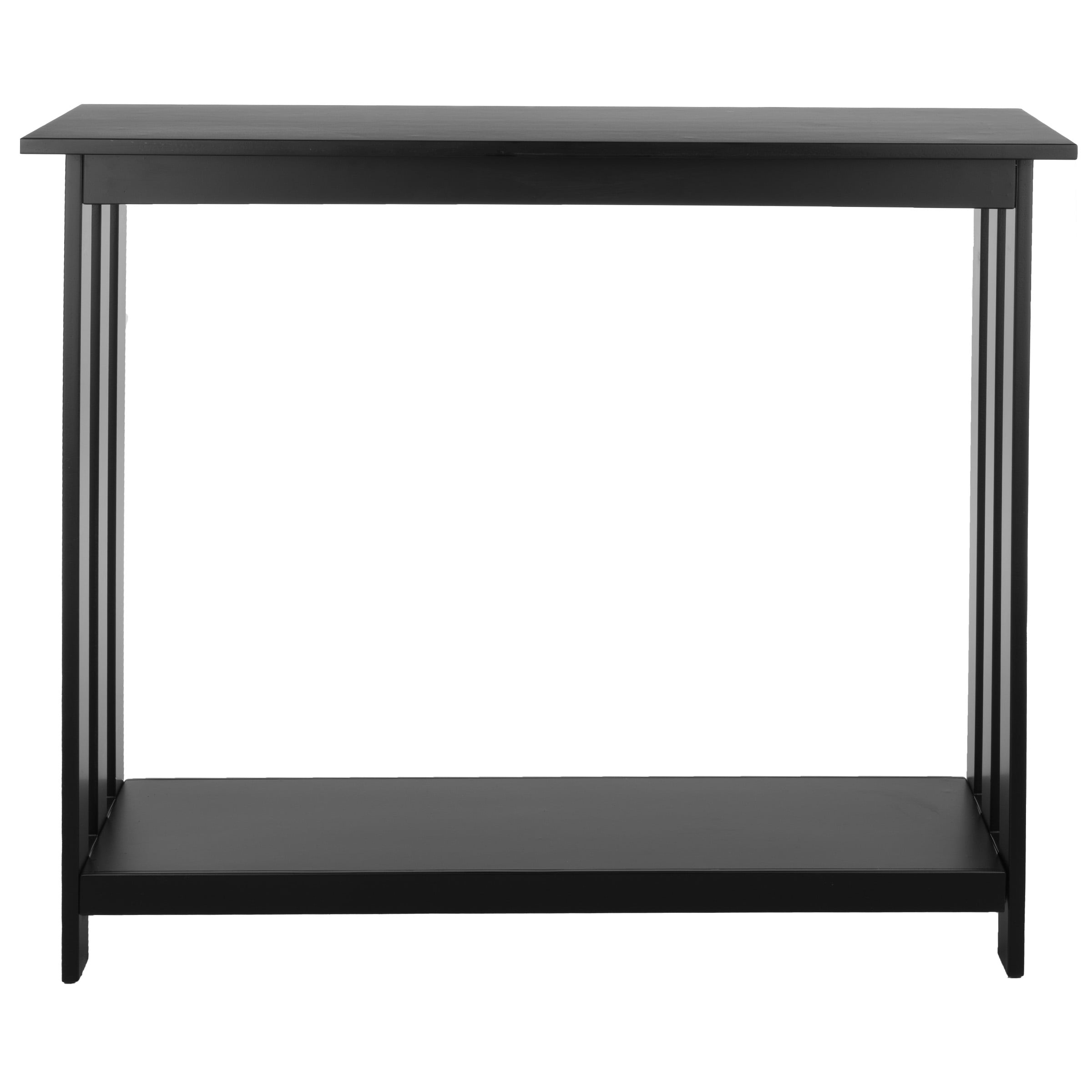 Lavish Home 2-Tier Console Table - 39x11.8in Narrow Entryway Table (Black)
