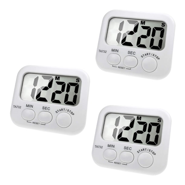 3X Temporizador de Cocina Digital, Pantalla Grande de Fuente Grande, Temporizador de Cocción Trasero Magnético, Alarma