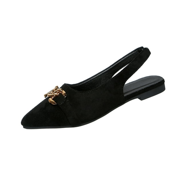 Black Ladies Flat Sandals With Pointed Toe And Soft Sole For Spring And Summer Casual Comfortable Versatile Everyday Wear Size 39