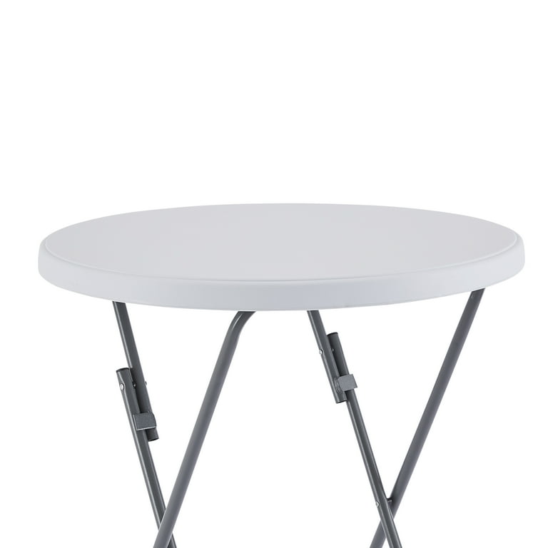 Round Folding Bar Cocktail Tables for Parties Height Folding Resin Table Round Cocktail Table Highboy Table Dining Room by Naomi Home White