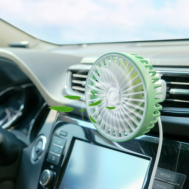 Ventilador USB para coche con rotación de 360° y luz ambiental RGB | Ventilador de aromaterapia ajustable de 3 velocidades para casa, oficina o vehículo | Ventilador portátil con clip para viajes,
