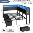 thumbnail image 5 of Satifur L-Shaped Corner Bed Frame with 3 Storage Drawers, 3 Cubbies & Double-Layer Shelf, LED Lights & Power Outlet, Corner Full Beds for Living Room, Bedroom and Guest, Black, 5 of 14