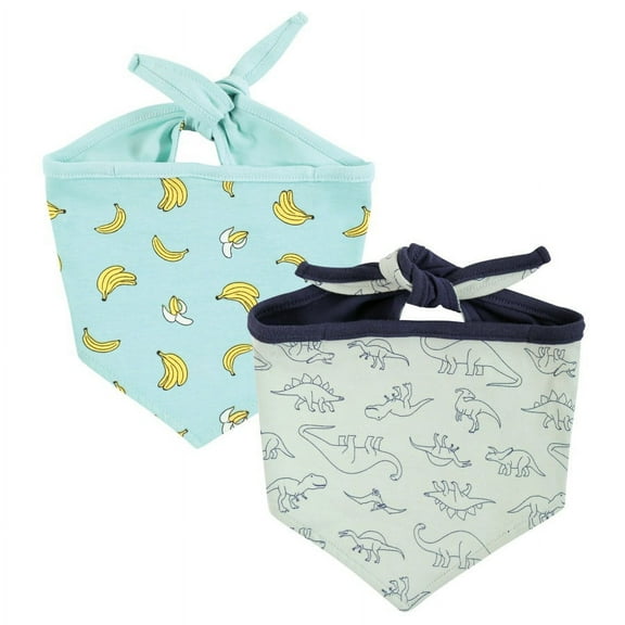 Luvable Friends Dog Reversible Pet Dog and Cat Bandana Bibs 2pk, Banana Dino, One Size