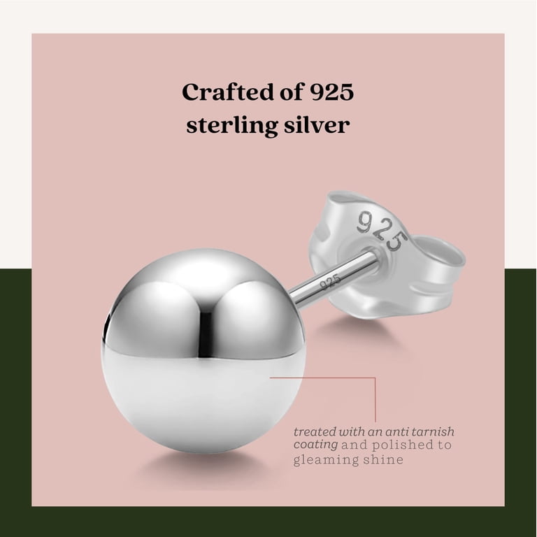 Kezef 925 Sterling Silver Ball Stud Earrings, 4mm photo 8
