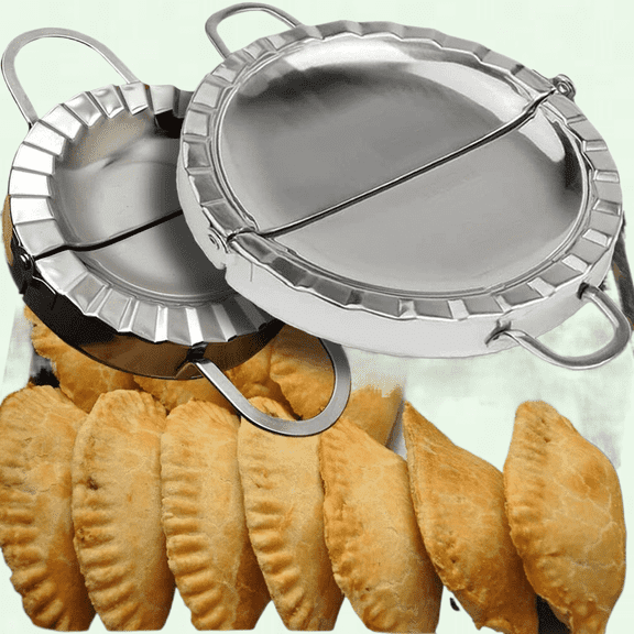 Multi-Purpose Dumpling Maker Set - Stainless Steel Pasta Machine with Ravioli Mold, Samosa Maker, Sandwich Cutter, and Meatball Maker - 2 Dumpling Molds   1 Dough Cutter
