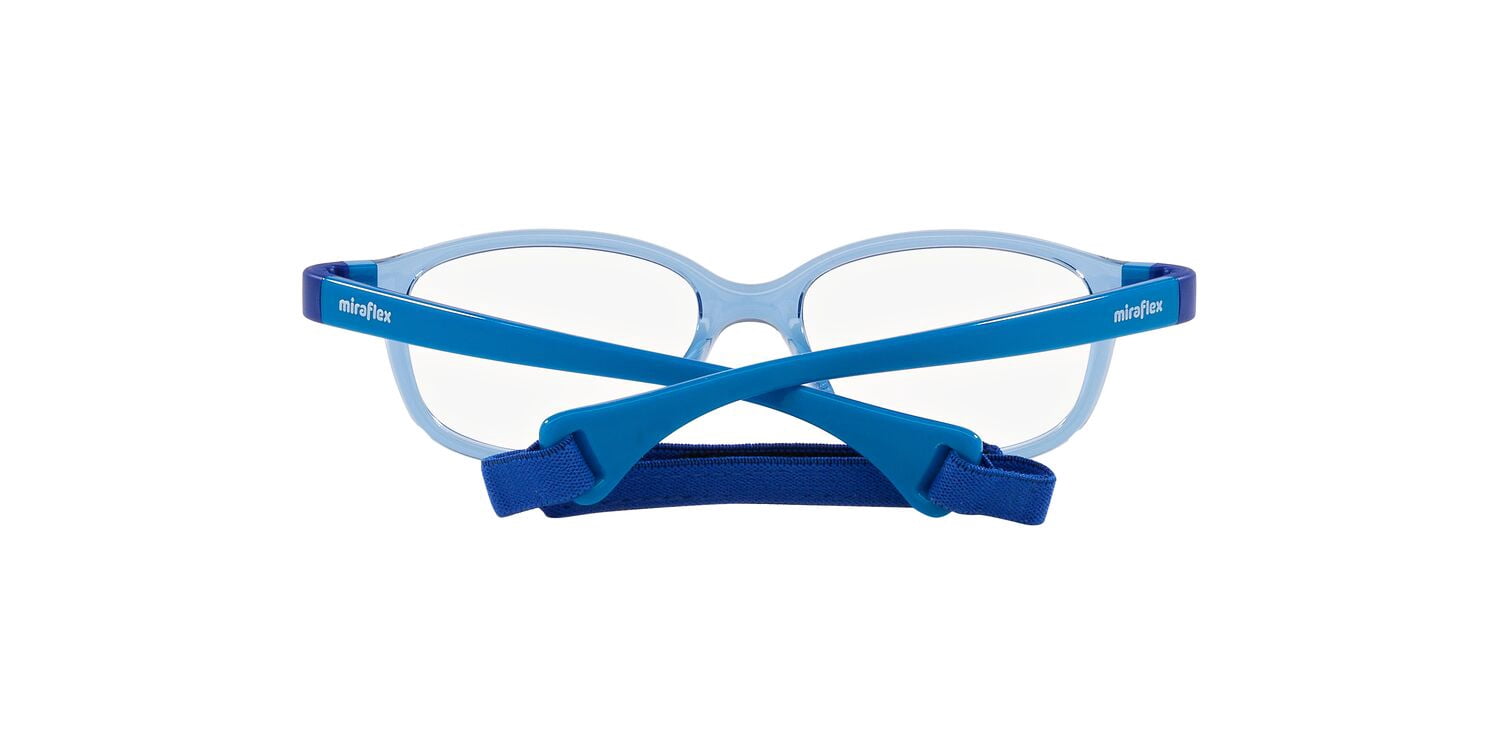 Miraflex Youth Size 46 0MF4007 Flexible & Safe Eyeglasses with Case, Translucent Light Blue