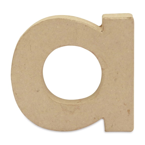 DecoPatch Paper Mache Small Kraft Letter - A, Lowercase, 3-1/2" W x 3-2/5" H x 1/2" D