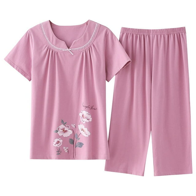 REDHOTYPE Fashion Print Pyjama Set Femmes 100% Coton Casual Home Pyjamas Plus Size Cool Short Sleeves M-XXXL Homewear