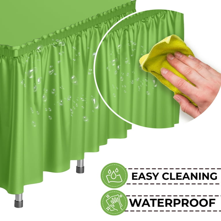 Exquisite 14 Ft. Lime Green Plastic Table Skirt - 6 Count 