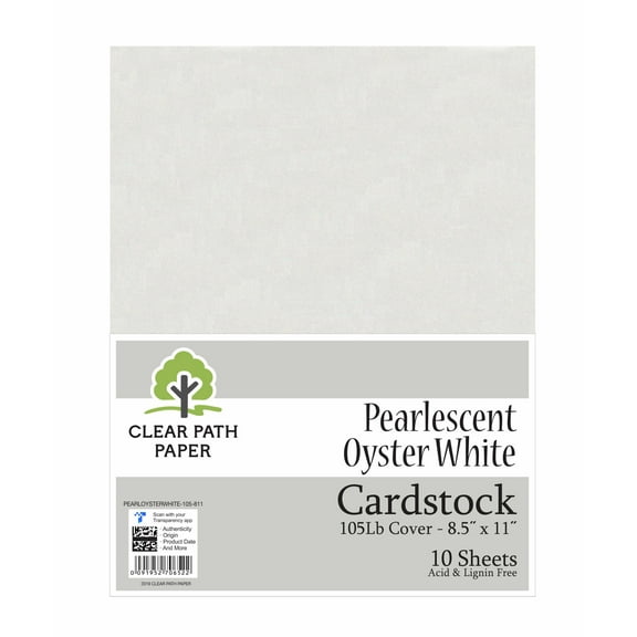 Pearlescent Oyster White Cardstock - 8.5 x 11 inch - 105Lb Cover - 10 Sheets - Clear Path Paper