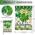 thumbnail image 2 of Welcome St. Patricks Day Garden Flag Double Sided, Shamrock Clover Gold Coins Green Bow Decorative Yard Outdoor Home Small Decor, Irish Spring Holiday Outside Decoration 12 x 18, 2 of 6