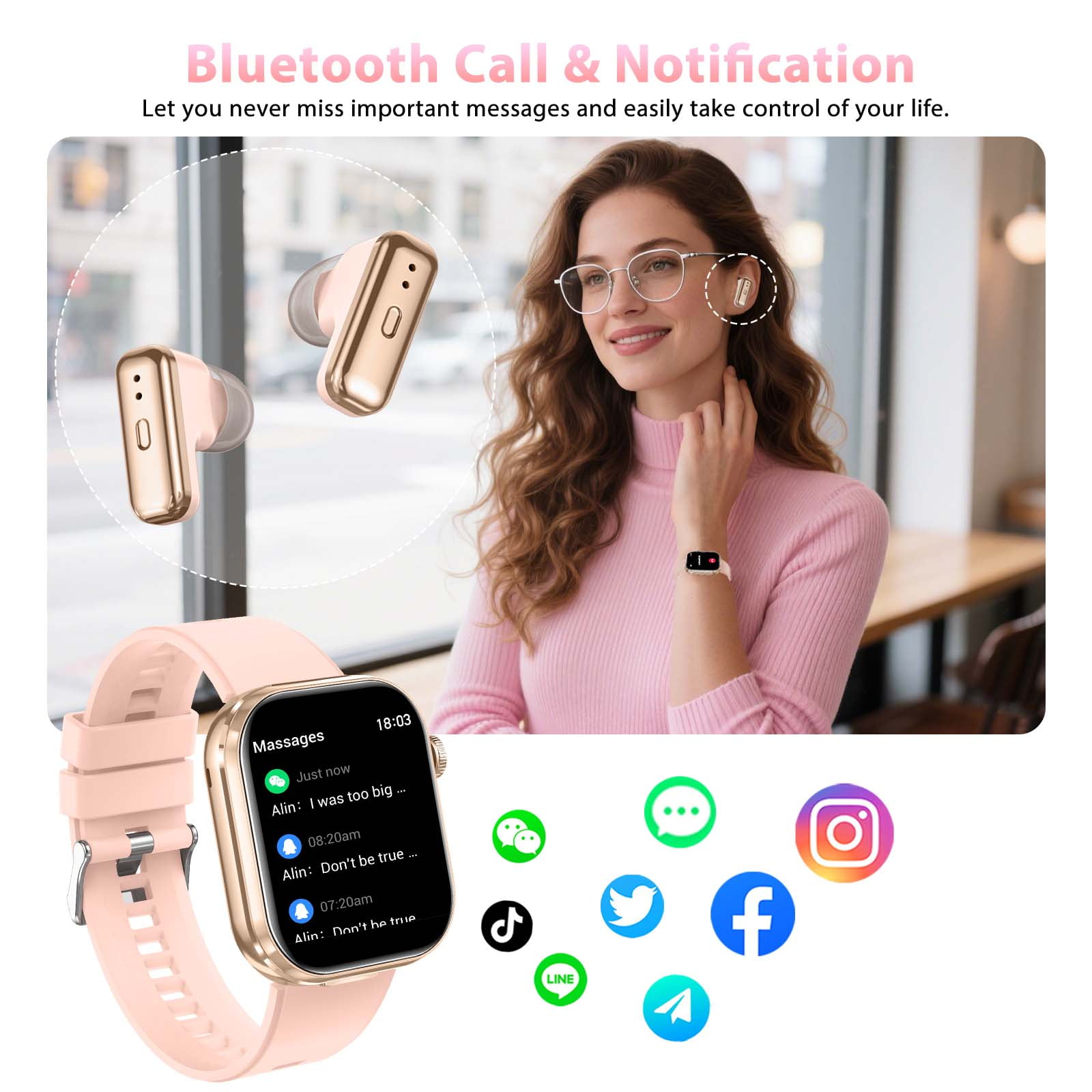 Cyberdyer Women's Smart Watch - 2.02" HD Screen, Bluetooth Call, IP67 Waterproof, Fitness Tracker, 25-Day Battery, iOS & Android Compatible, Thanksgiving Halloween Gift