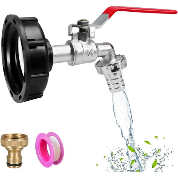 1000l Tank Faucet With Watering Hose Faucet Adapter, S60x6 Ibc Faucet Connection, Garden Faucet For Rainwater Collector (3/4" Copper Adapter)