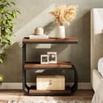 thumbnail image 4 of Tribesigns 3-Tier Nightstand, Narrow Bedside Stand, Industrial Vintage End Table for Bedroom, Living Room, or Small Spaces, Accent Side Table with Metal Frame, Rustic Brown (Set of 2), 4 of 21