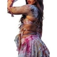 thumbnail image 4 of 3 Piece Skirt Rave Outfit for Women Sweet Y2K Butterfly Print Sexy Crop Top and Skirt Rave Festival Matching Set, 4 of 7
