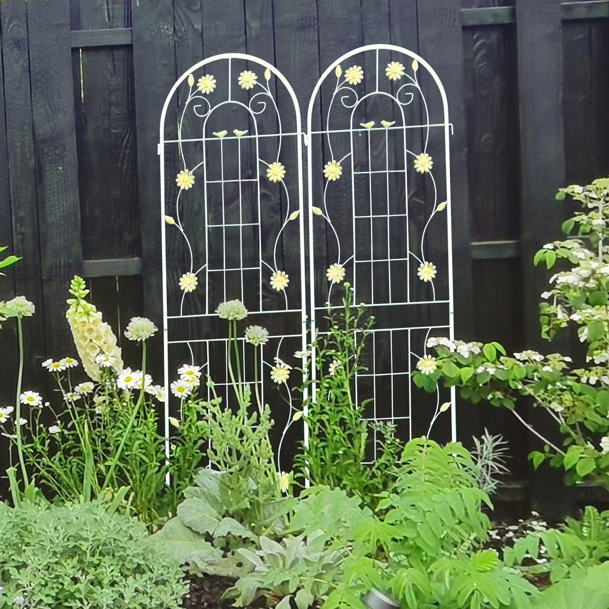 CQSXDA 2 Pack Large Garden Trellis 71"H x 19.7" W Heavy Duty Rustproof White Iron Plant Trellis for Potted Plant Support Metal Climbing Rose Trellis Vine Vegetable Cucumber