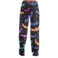 thumbnail image 6 of Watercolor Spiderweb Halloween Pajama Pants for Women, Fuzzy Lounge Bottoms with Pumpkin & Ghost Print, Soft Elastic Waist Flannel Sleep Trousers, 1 Pair Deep Red M, 6 of 6