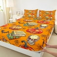 thumbnail image 3 of Manfei Western Festival Bed Sheets Set King Size, Gothic Skeleton Bedding King Size, Pumpkin Bat King Sheet Sets, Ultra Soft Room Decor, 4 Pieces, 3 of 7
