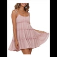 thumbnail image 2 of Vestido Bohemio Floral de Verano 2025 para Mujer, Corto, Sin Mangas, con Volantes y Tirantes Finos. Puntos Rosados L, 2 of 8