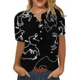 thumbnail image 1 of Qiylii Tops for Women Short Sleeve Summer Fashion Casual Trendy Printed Tee Shirt Button Neckline T Shirts Ladies Blouses, 1 of 2