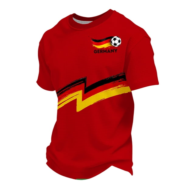 Women's Germany Football Graphic T-Shirt, Men's Soccer Graphic T-Shirt, Casual Short Sleeve Sports Top for Workout for Soccer Tournament 2026 Red Size: 3XL