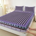 thumbnail image 3 of Feelyou Purple Plaid Buffalo Twin Sheet Sets, Hippie Western Aztec Twin Fitted Sheet, Teens Kids Boys Girls Flat Sheet, Lightweight Room Decor, 3-Piece, 3 of 7