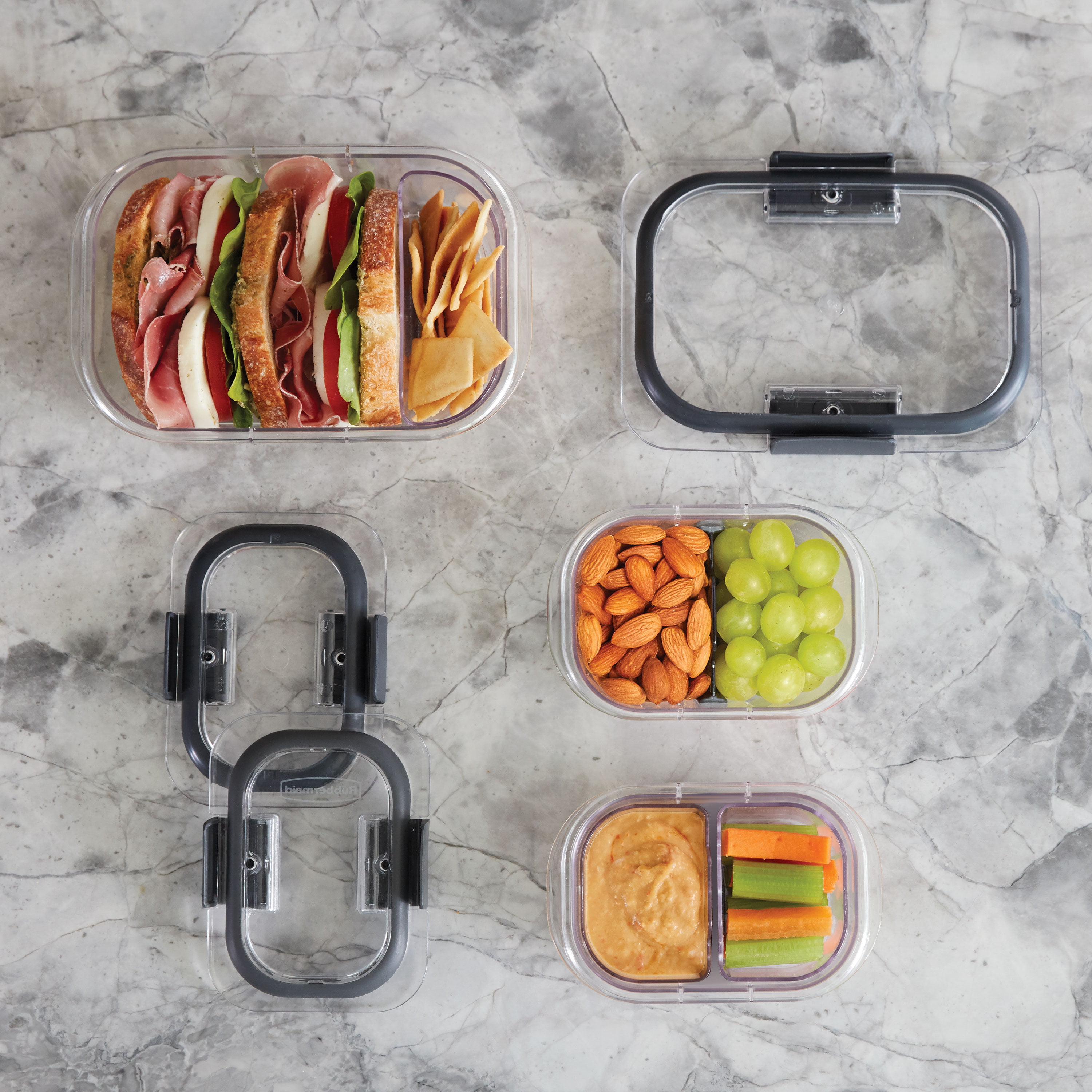 Rubbermaid Brilliance 10 Piece 2 Compartment Meal Prep Food