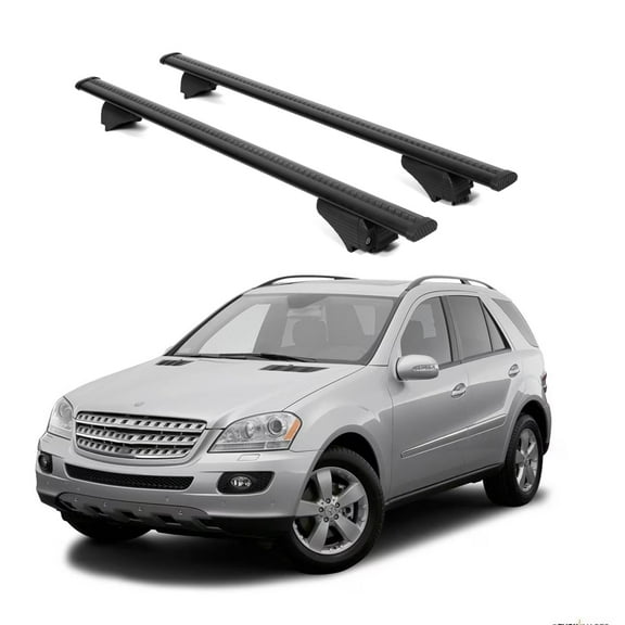 ERKUL Roof Rack Cross Bars for Mercedes Benz M-Class 2006-2011 | Aluminum Crossbars with Anti Theft Lock for Rooftop | Compatible with Raised Rails - Black