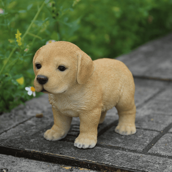 Hi-Line Gift Standing Yellow Labrador Puppy Garden Statue