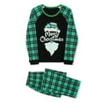 thumbnail image 3 of Elippeo Christmas Family Pajamas Matching Set, Long Sleeve Letters Print T-shirt with Plaid Pants Sleepwear Loungewear, 3 of 10