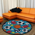thumbnail image 4 of Coolnut Round Rugs for Living Room, Blue Background Football Basketball Game Non-Slip Coral Velvet Long Runner Rugs, Washable Water Absorbent Mat Carpet for Bedroom Kitchen Kids Room, 4 of 6