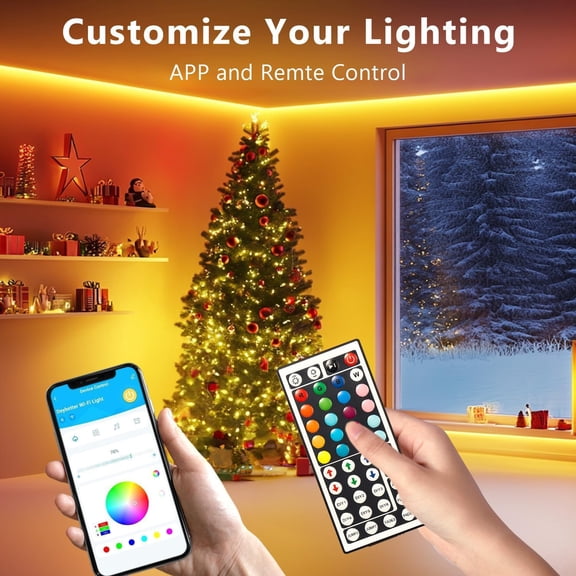 MHAWBL-LED Strip Lights 110ft, Smart Lighting Strips with App Remote Control, RGB Music Sync Color Changing Lights for Bedroom Kitchen Party Home Decor Luces led para cuarto (1 Roll)