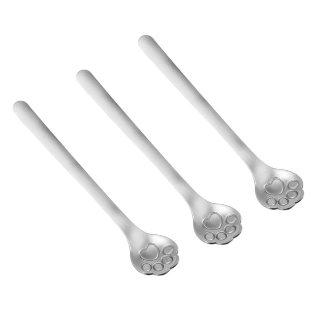 3 cucharas de café para mezclar, cucharas con forma de pata de gato, colador de acero inoxidable
