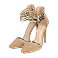 thumbnail image 5 of Liliana CA25 Women Suede Pointy Toe Gold Metallic Strappy Ankle Cuff Platform Stiletto Pump, 5 of 5