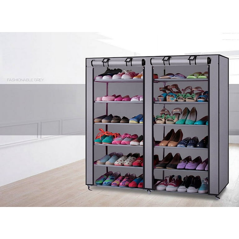 Zimtown Gabinete de almacenamiento de zapatos de 6 niveles y 12 rejillas,  18 pares de estantes para zapatos, organizador para armario, entrada,  pasillo, dormitorio Zimtown Contemporáneo