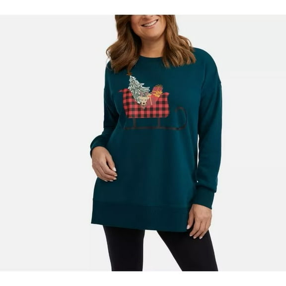Teddi Rose Ladies' Holiday Crewneck Pullover, Green, L
