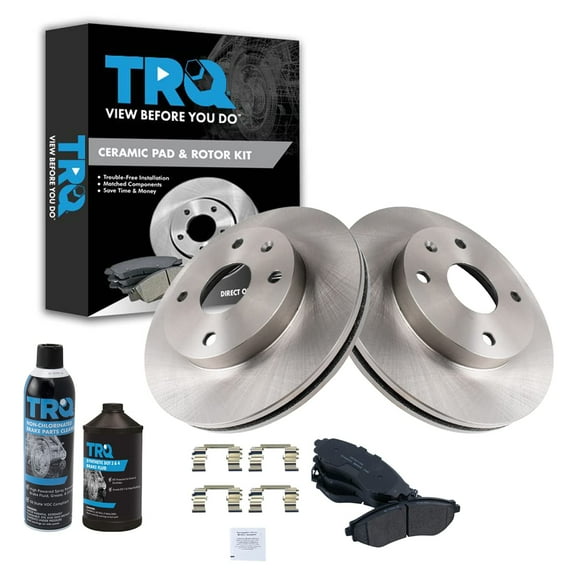 TRQ Front Brake Disc Rotor & Ceramic Brake Pad Kit w/Chemicals for Suzuki Chevy BKA17517
