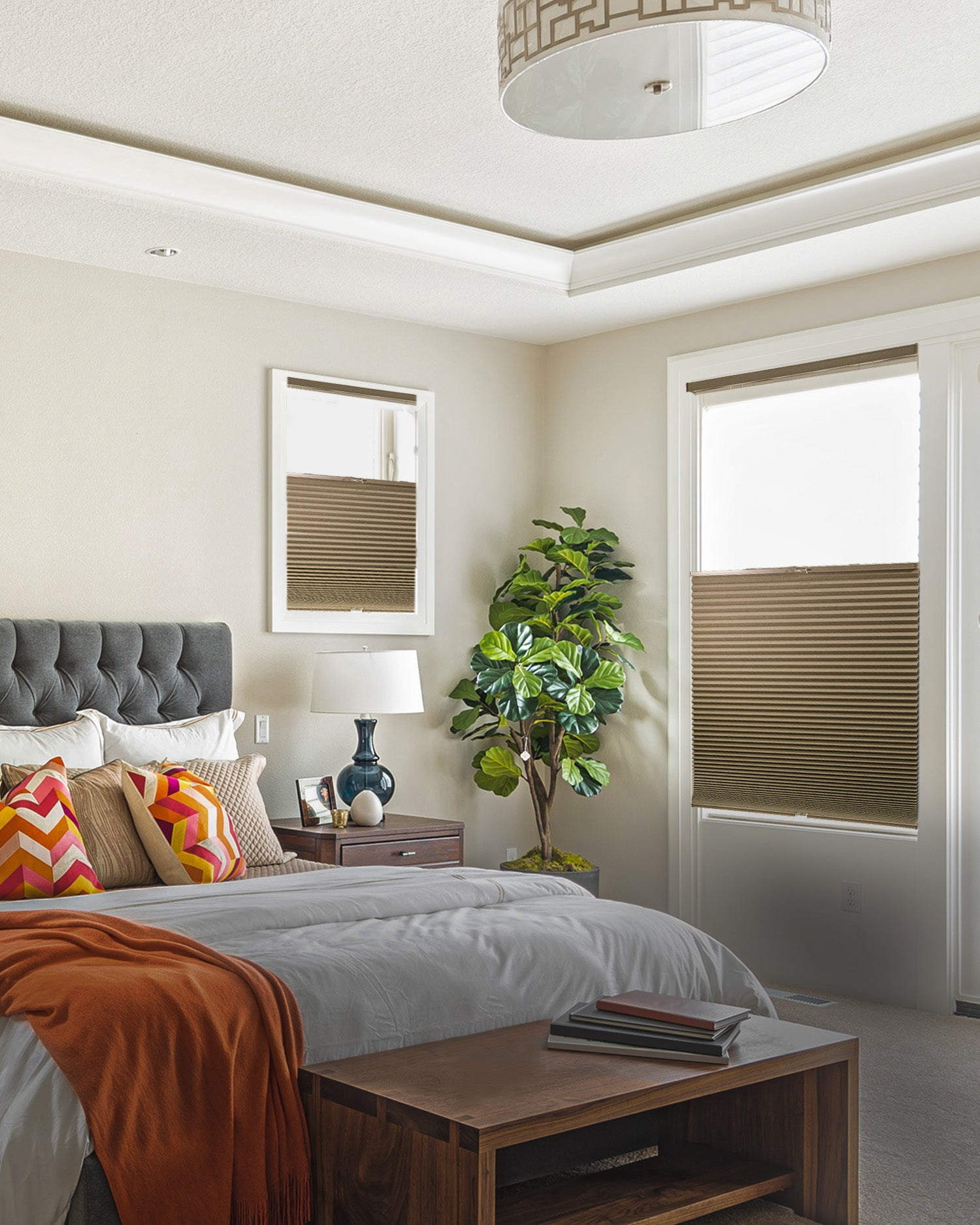 Chicology Cordless Top Down Bottom Up Blackout Cellular Shade Barnwood 64 in. W x 48 in. L
