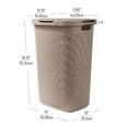 thumbnail image 4 of Mind Reader 60L Slim Laundry Hamper, Clothes Basket, Lid, Wicker Style, Plastic, 17.65"L x 13.75"W x 24.15"H, Set of 2, Tan, 4 of 9