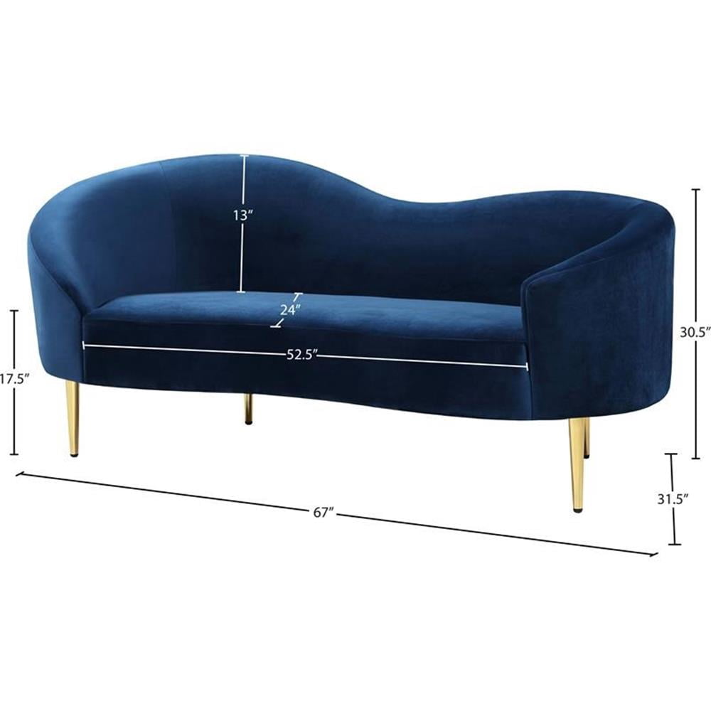 Meridian Furniture Ritz Contemporary Velvet Loveseat in Navy
