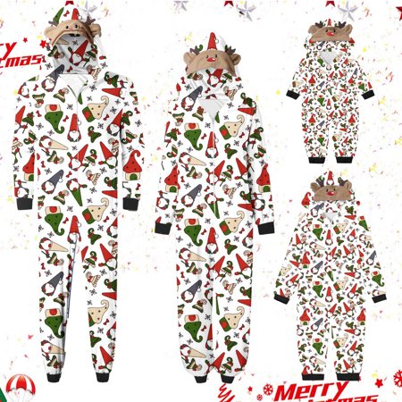 

Pxxlle Christmas Matching Pajamas for Women with Hood Cute Zip Up Xmas Loungewear Adult and Kids Sleepwear Trendy Dwarf Print Pjs 2024